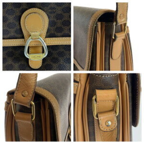 Celine Macadam brown leather shoulder bag - Picture 5 of 10